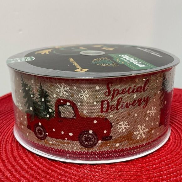 Members Mark Wired Ribbon Red Truck 50 yards NWT - Picture 1 of 5
